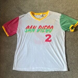 San Diego Graphic Tee with Colorful Sleeves
